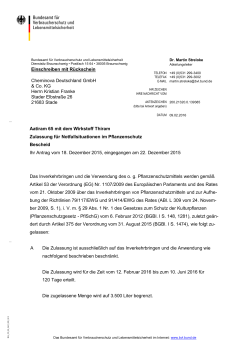 Einschreiben mit Rückschein Cheminova Deutschland GmbH & Co