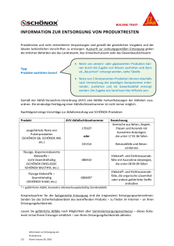 INFORMATION ZUR ENTSORGUNG VON PRODUKTRESTEN