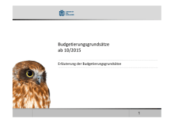 Budgetierungsgrundsätze ab 10/2015
