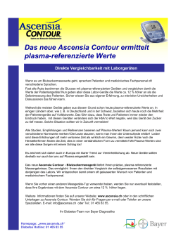 Das neue Ascensia Contour ermittelt plasma