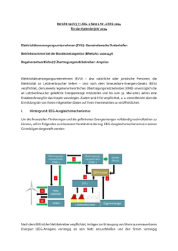 Bericht über die Ermittlung der EEG
