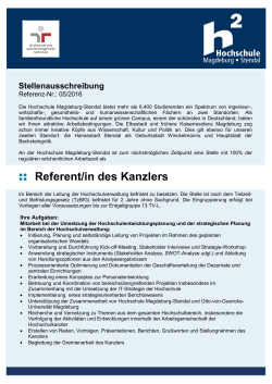 Referent/in des Kanzlers - Hochschule Magdeburg