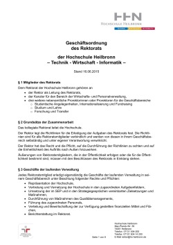 Geschäftsordnung des Rektorats der Hochschule Heilbronn
