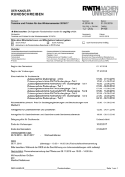 Rundschreiben des Kanzlers der RWTH Aachen