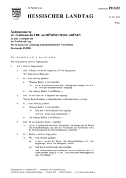 Änderung hochschulrechtlicher Vorschriften