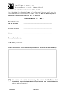 Hiermit best&auml;tige ich die Bereitstellung einer Praktikumsstelle f&uuml;r