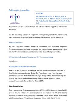Faktenblatt: Akupunktur Mai 2015 Verantwortlich: PD Dr. J. Hübner