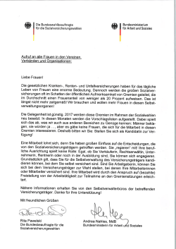 Frauenbrief Bundeswahlbeauftragte Rita Pawelski und