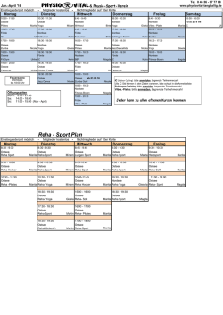 Gruppenplan - Physio