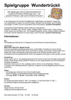 Infoblatt Spielgruppe Wundertr&uuml;ckli