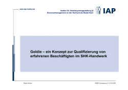 Goldie &ndash; ein Konzept zur Qualifizierung von erfahrenen