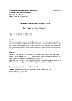 Informationstheorie - Institut f&uuml;r Mathematische Stochastik