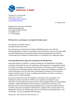 Brief an Ministerium - Bodensee-S-Bahn