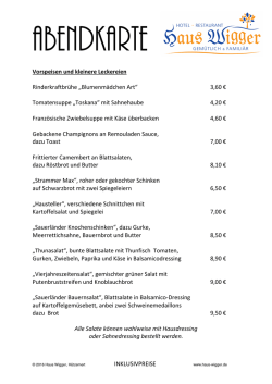 INKLUSIVPREISE Vorspeisen und kleinere Leckereien