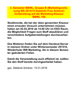 3. Semester BBWL, Gruppe B (Marketingvorle