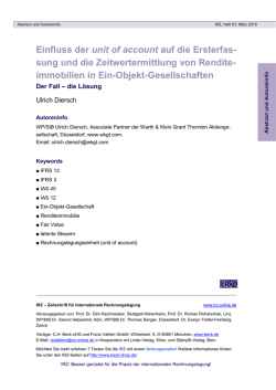 Einfluss der unit of account auf die Ersterfas- sung und die