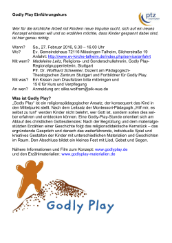 Godly Play Einf&uuml;hrungskurs Wer f&uuml;r die kirchliche Arbeit mit Kindern