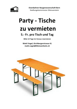 Party -‐ Tische zu vermieten