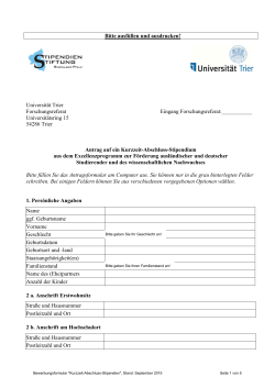 Bitte ausfüllen und ausdrucken! Universität Trier Forschungsreferat