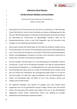 Inklusion ohne Illusion - CDU Landesverband Brandenburg