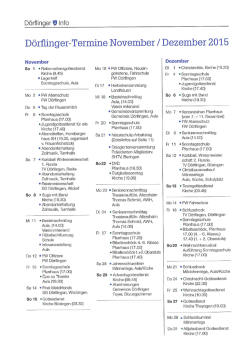 D&ouml;rﬂtnger-Termine November / Dezember 2015