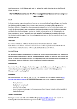 Sterblichkeitsmodelle und ihre Anwendungen in der