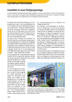 Investition in neue Fertigungsanlage