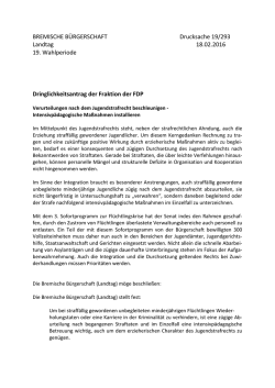 Dringlichkeitsantrag der Fraktion der FDP
