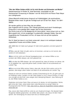 Gottes Wille soll erf&uuml;llt werden - Mitschrift eines Vortrags