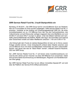 GRR German Retail Fund No. 2 kauft Startportfolio ein