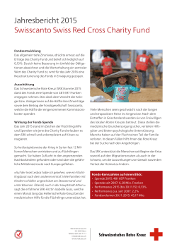 Jahresbericht 2015 Swisscanto Swiss Red Cross Charity Fund