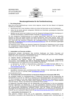 HESSISCHES Archiv-Info STAATSARCHIV Nr. 6 DARMSTADT