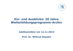 Ein- und Ausblicke: 20 Jahre Weiterbildungsprogramm