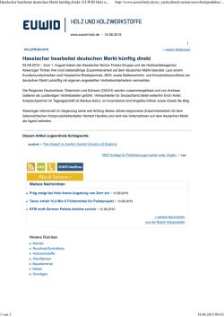 Hasslacher bearbeitet deutschen Markt künftig direkt