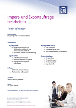 Import- und Exportauftr&auml;ge bearbeiten