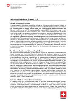 Jahresbericht Pr&auml;senz Schweiz 2015