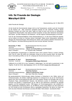 Info f&uuml;r Freunde der Geologie
