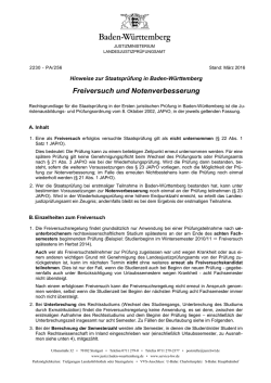 Hinweise zur Pr&uuml;fungsteilnahme im Rahmen der Freiversuchs
