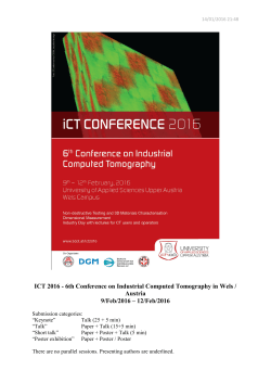 ICT 2016 - research group "Computed Tomography"