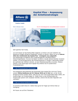 Produktstatement Kapital Plus – Anpassung der Anleihenstrategie