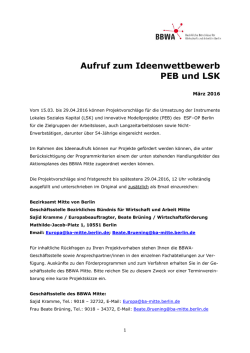 Ideenaufrufe und Handlungsfelder