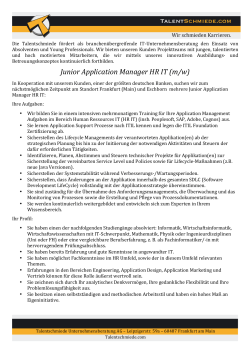 Junior Application Manager HR IT (m/w), Talentschmiede IT