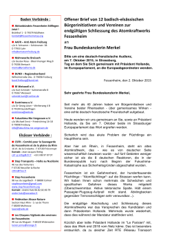Offener Brief von 12 badisch-‐elsässischen Bürgerinitiativen und