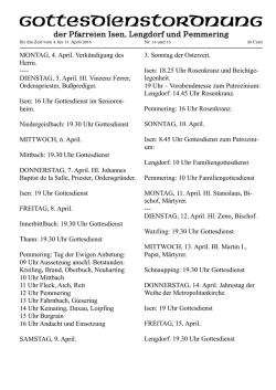 Gottesdienstordnung Nr. 14 und 15 vom 4. bis 17. April 2016