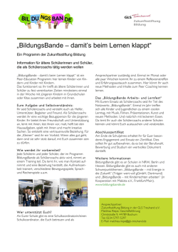 Information f&uuml;r &auml;ltere Sch&uuml;lerinnen und Sch&uuml;ler, die als