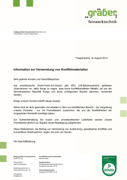 Information zur Verwendung von Konfliktmaterialien