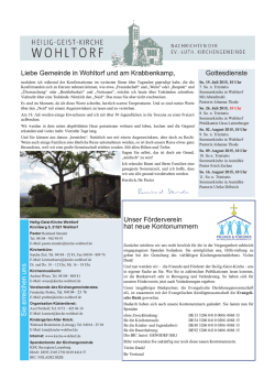 Gottesdienste Liebe Gemeinde in Wohltorf und am