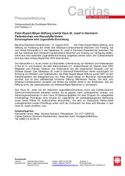 Pressemitteilung - Caritasverband der Erzdiözese München und