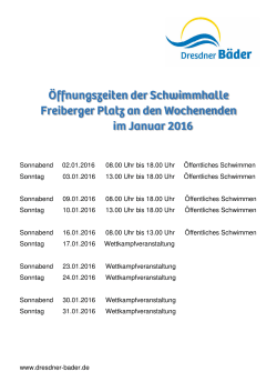 Öffnungszeiten der Schwimmhalle Freiberger Platz an den