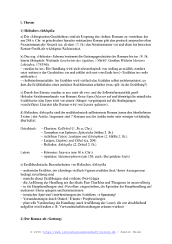 I. Thesen 1) Heliodors Aithiopika a) Die ›Äthiopischen Geschichten